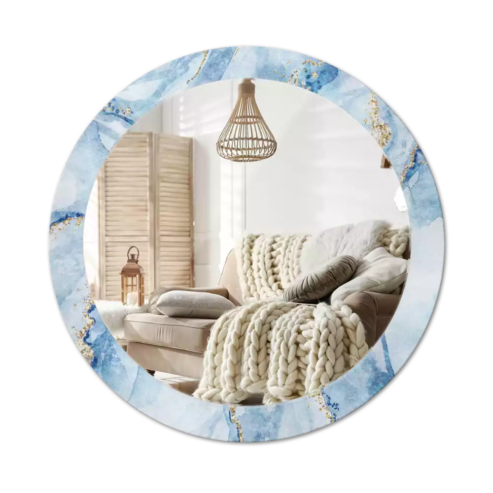 Espelho decorativo redondo Mármore azul