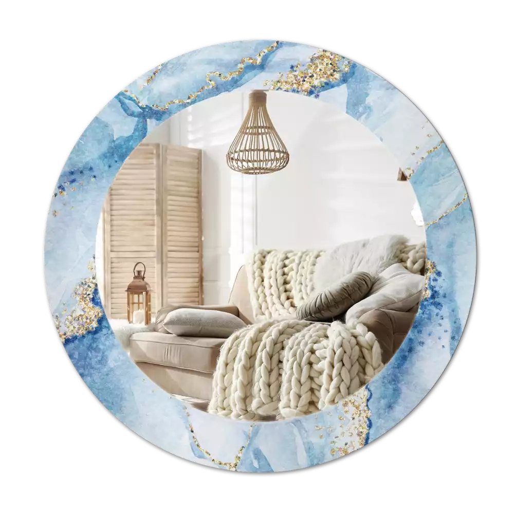 Espelho decorativo redondo Mármore azul