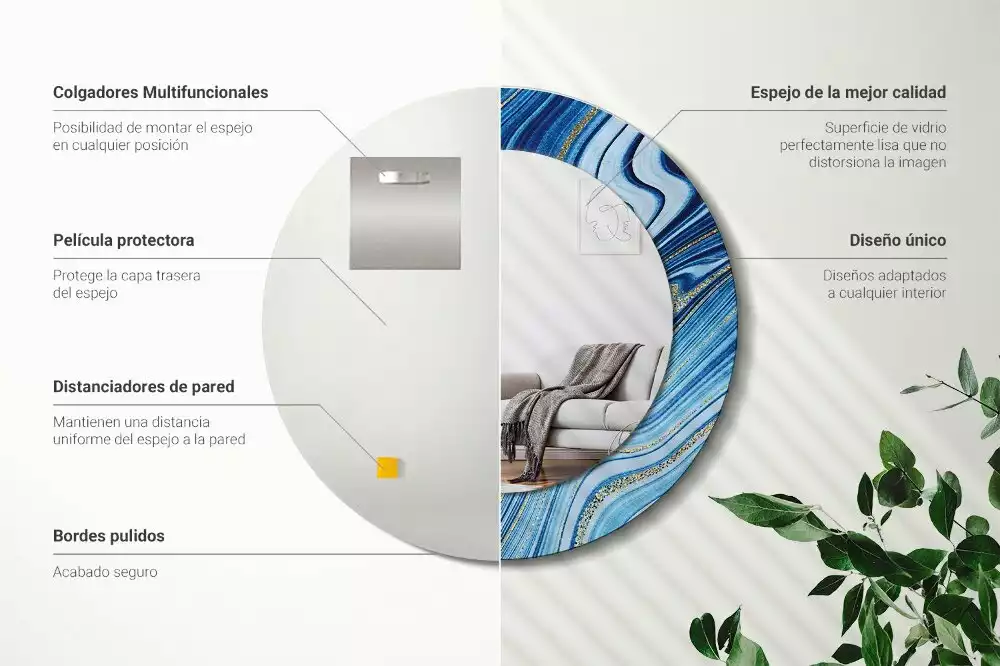 Espelho redondo decorativo Rio de Mármore