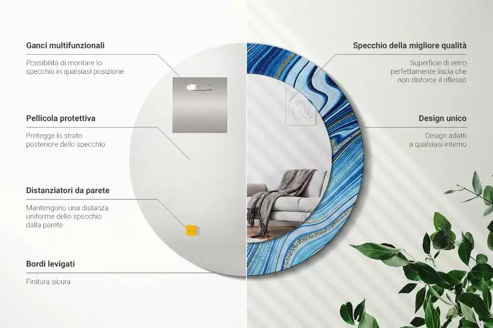 Espelho redondo decorativo Rio de Mármore