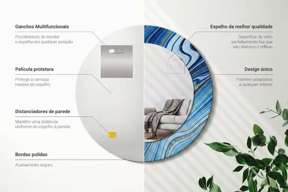 Espelho redondo decorativo Rio de Mármore