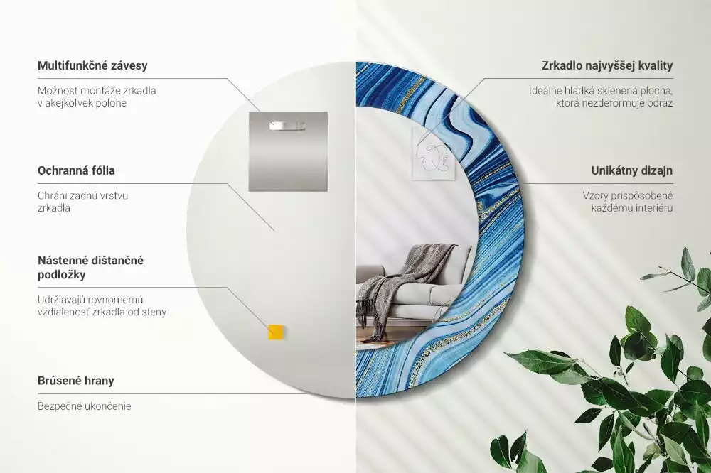 Espelho redondo decorativo Rio de Mármore