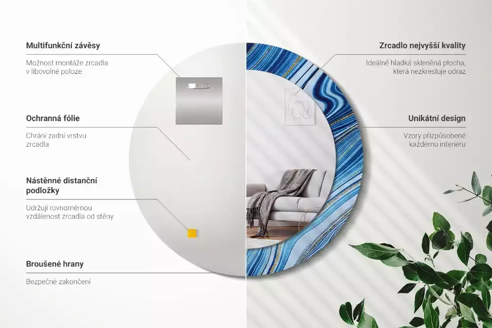 Espelho redondo decorativo Rio de Mármore