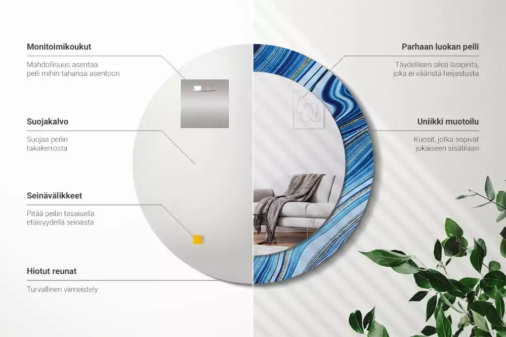 Espelho redondo decorativo Rio de Mármore