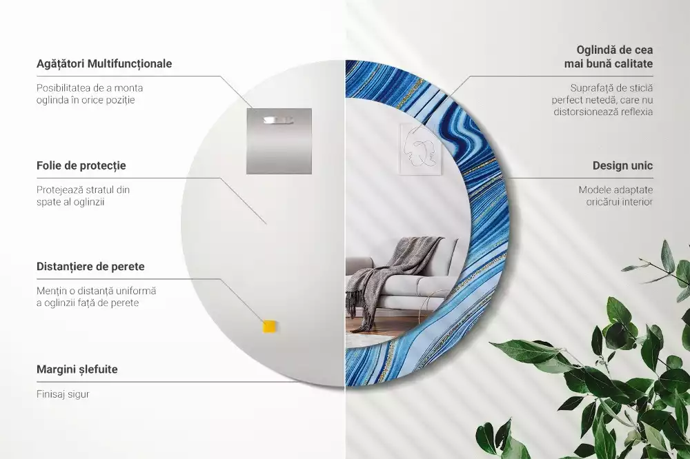 Espelho redondo decorativo Rio de Mármore