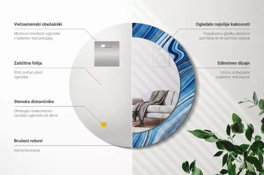 Espelho redondo decorativo Rio de Mármore