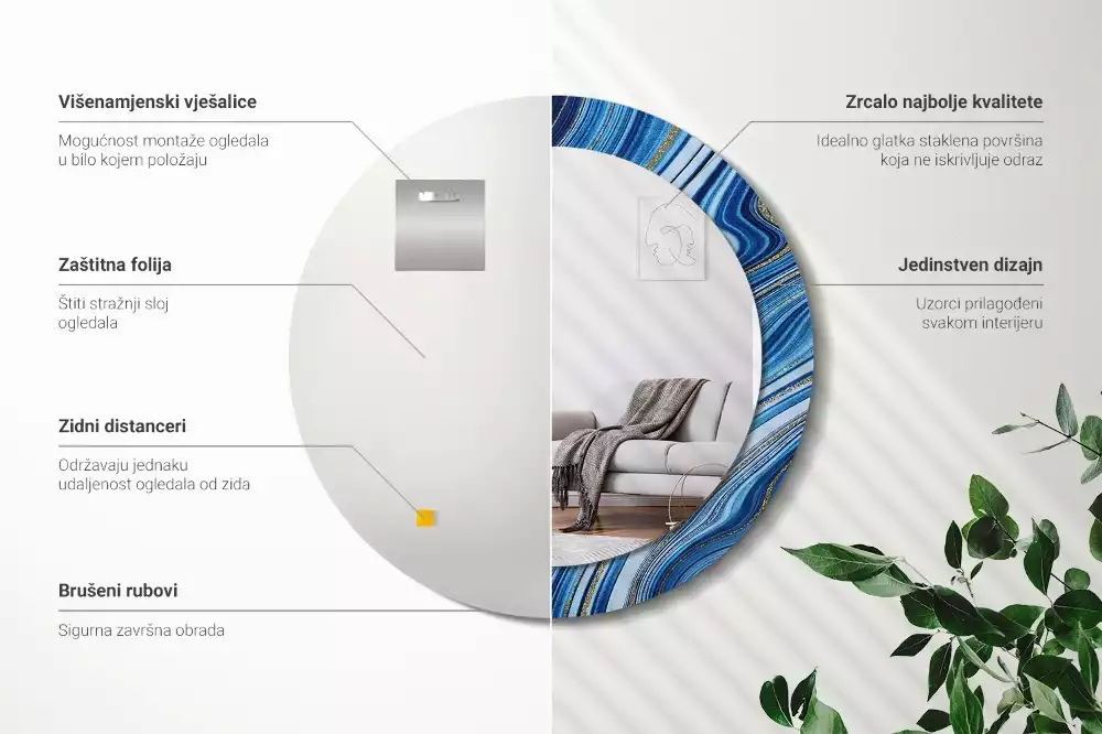 Espelho redondo decorativo Rio de Mármore