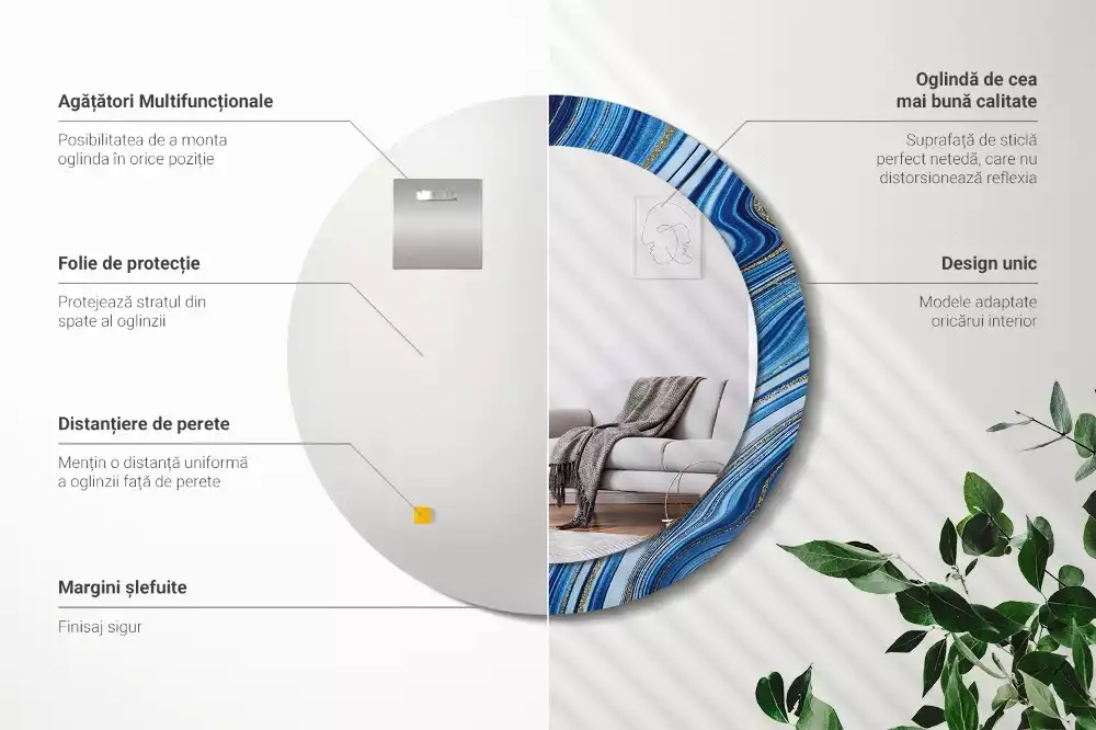 Espelho redondo decorativo Rio de Mármore