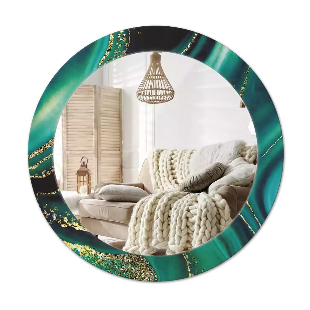 Espelho decorativo Redondo Mármore esmeralda