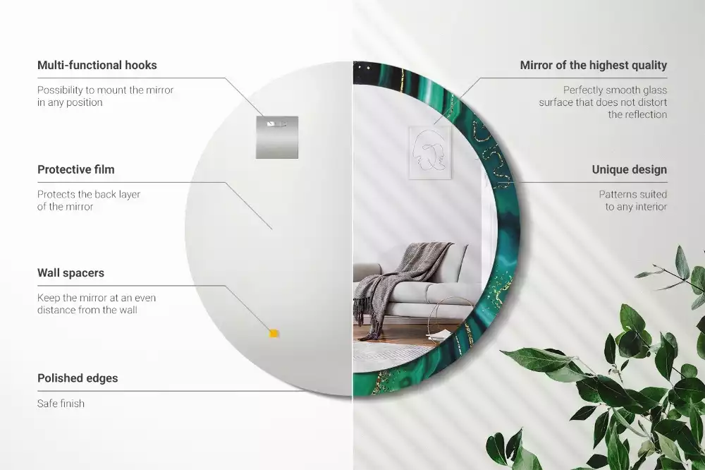 Espelho decorativo Redondo Mármore esmeralda