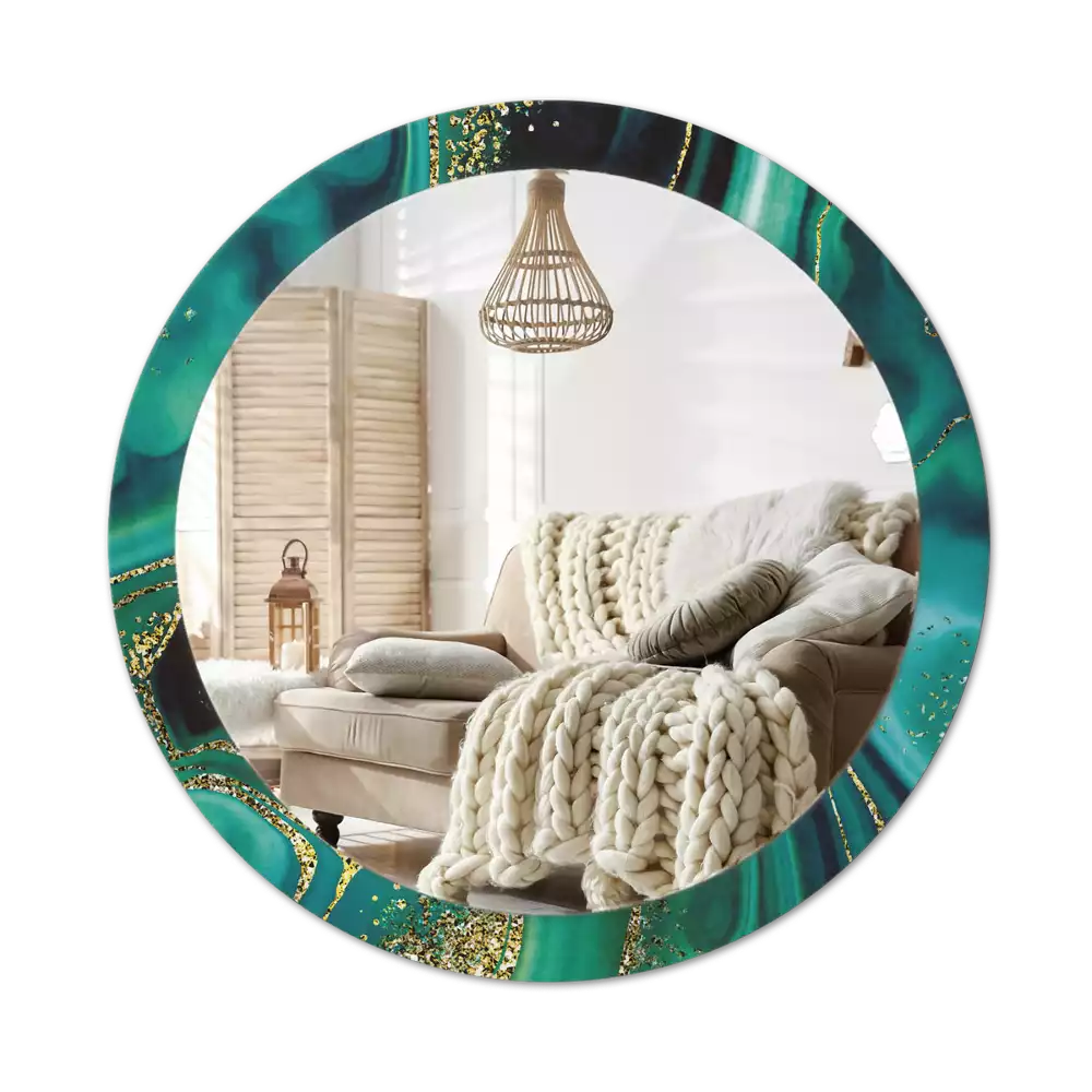 Espelho decorativo Redondo Mármore esmeralda