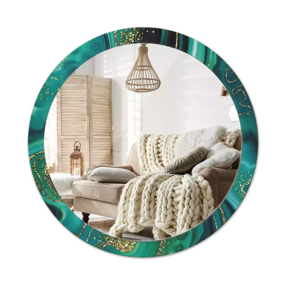 Espelho decorativo Redondo Mármore esmeralda