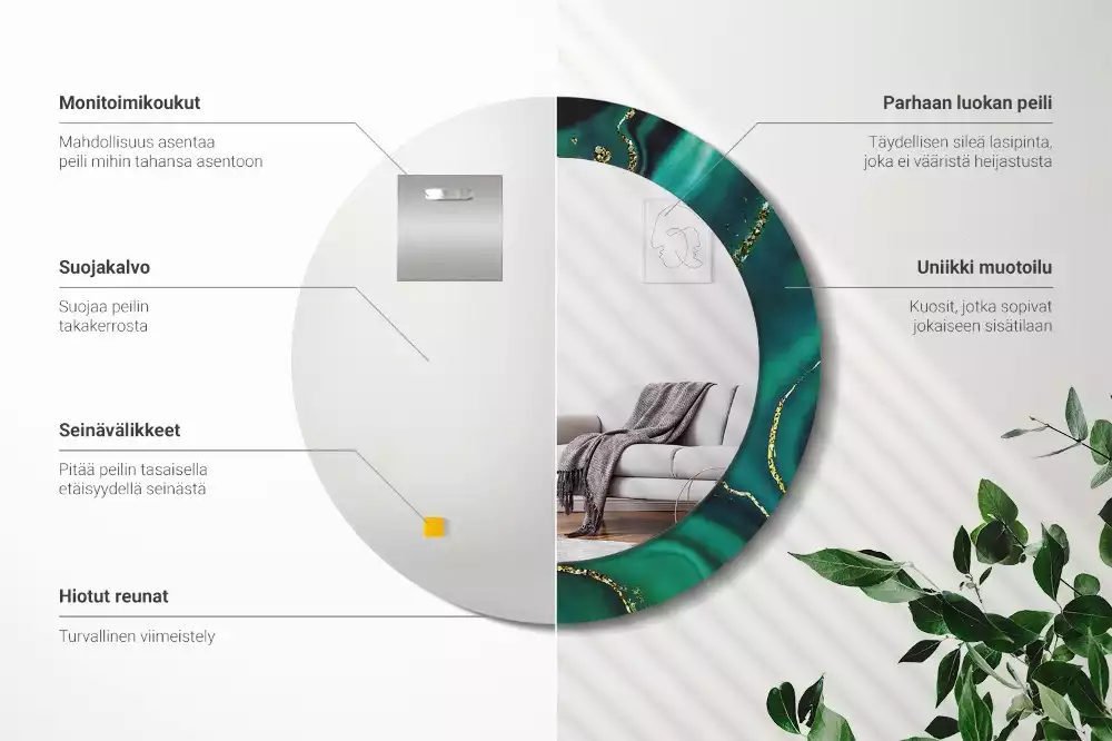 Espelho decorativo Redondo Mármore esmeralda