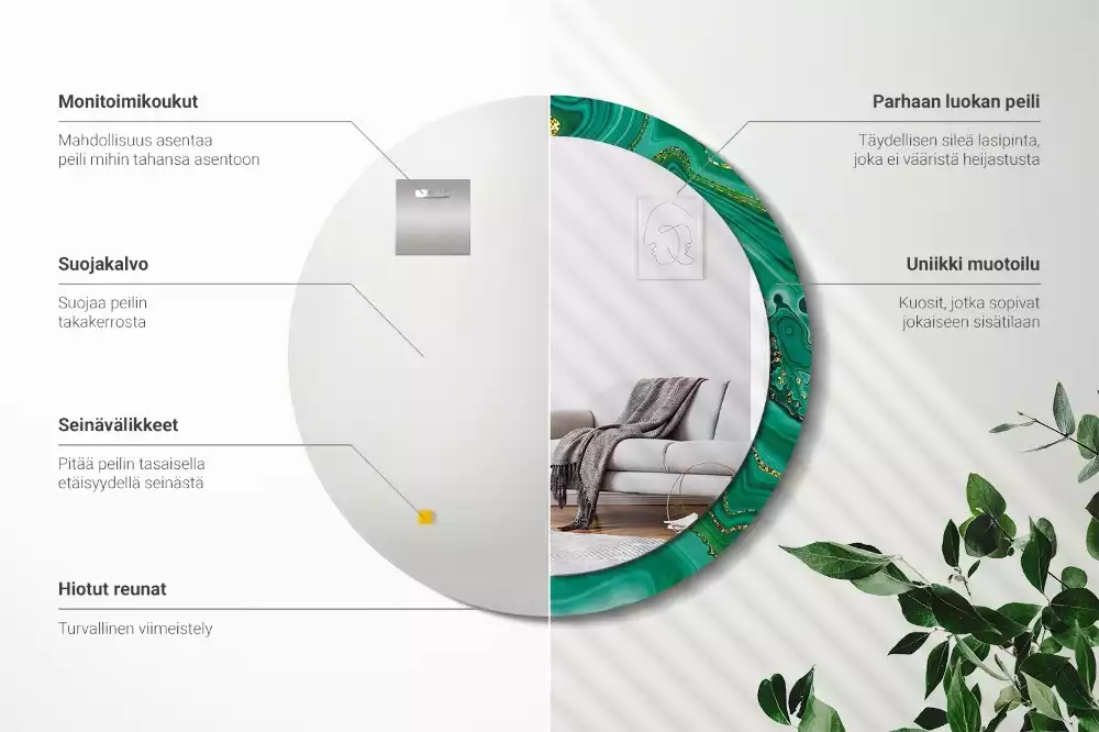 Espelho decorativo redondo Mármore ágata