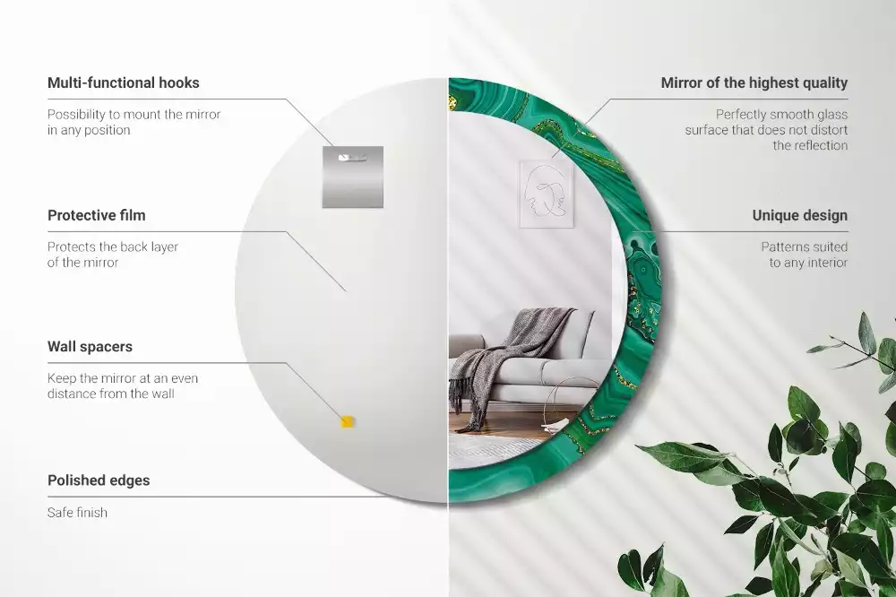 Espelho decorativo redondo Mármore ágata