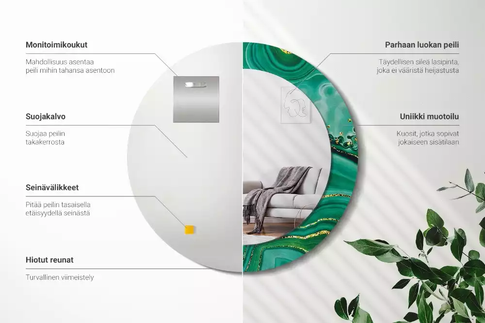 Espelho decorativo redondo Mármore ágata