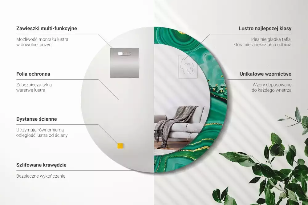 Espelho decorativo redondo Mármore ágata