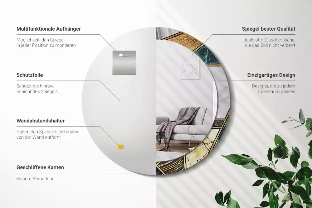 Espelho redondo decorativo Estilo mármore