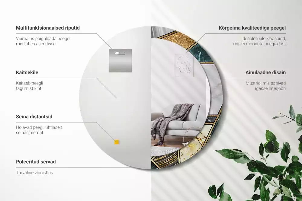 Espelho redondo decorativo Estilo mármore