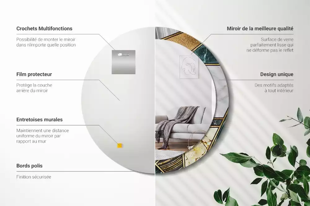 Espelho redondo decorativo Estilo mármore