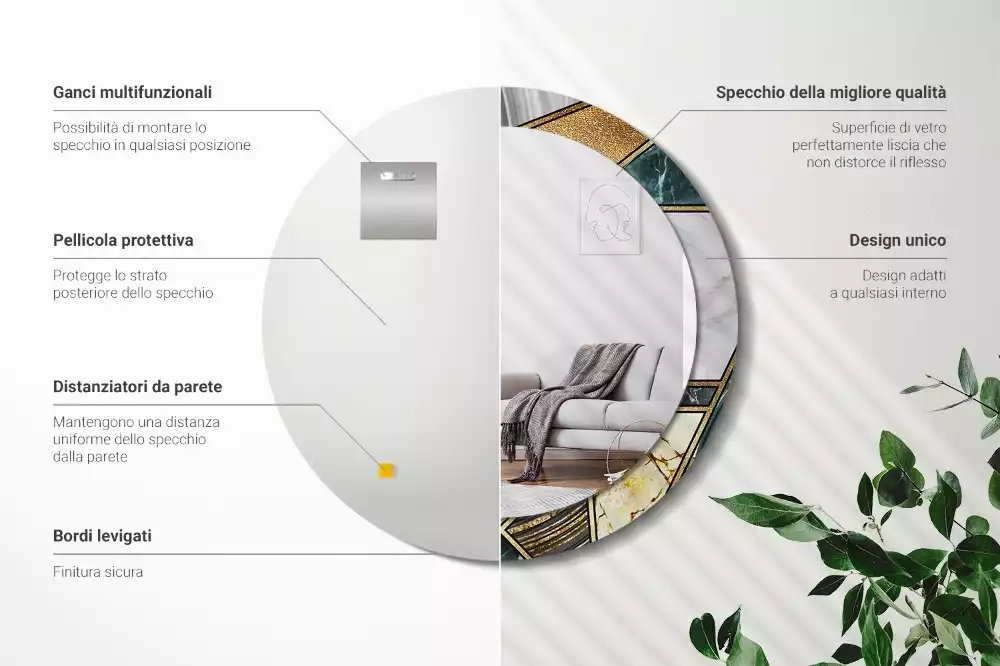 Espelho redondo decorativo Estilo mármore