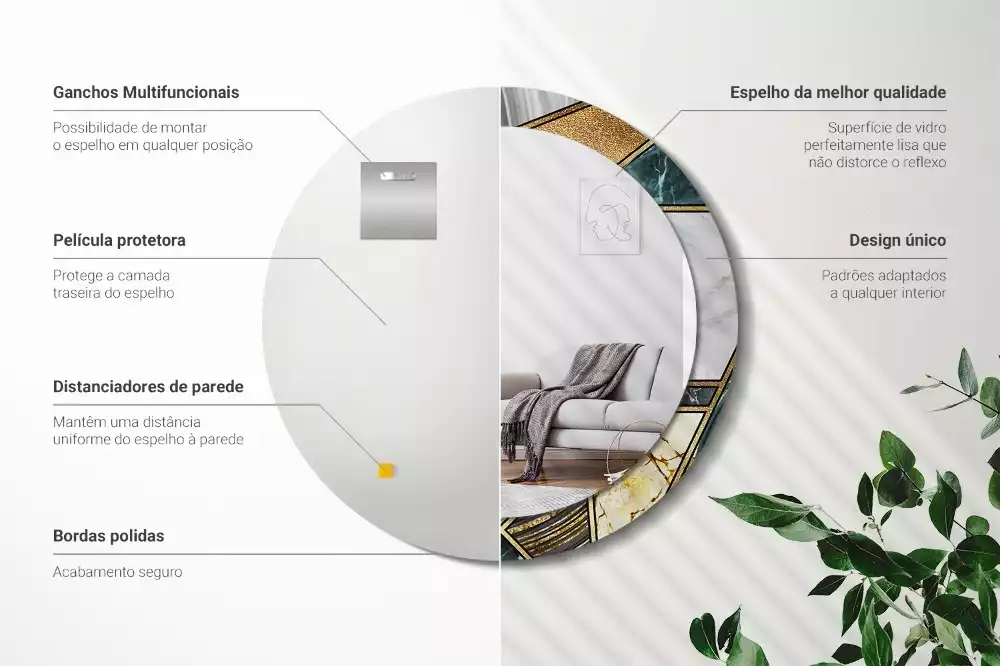 Espelho redondo decorativo Estilo mármore