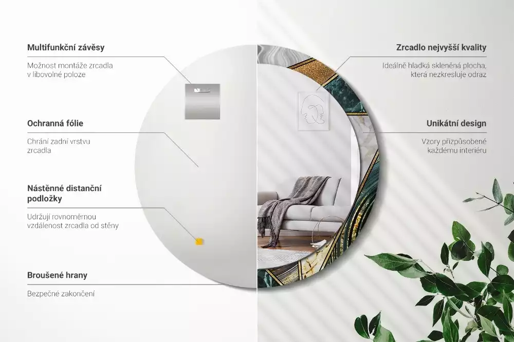 Espelho redondo decorativo Estilo mármore