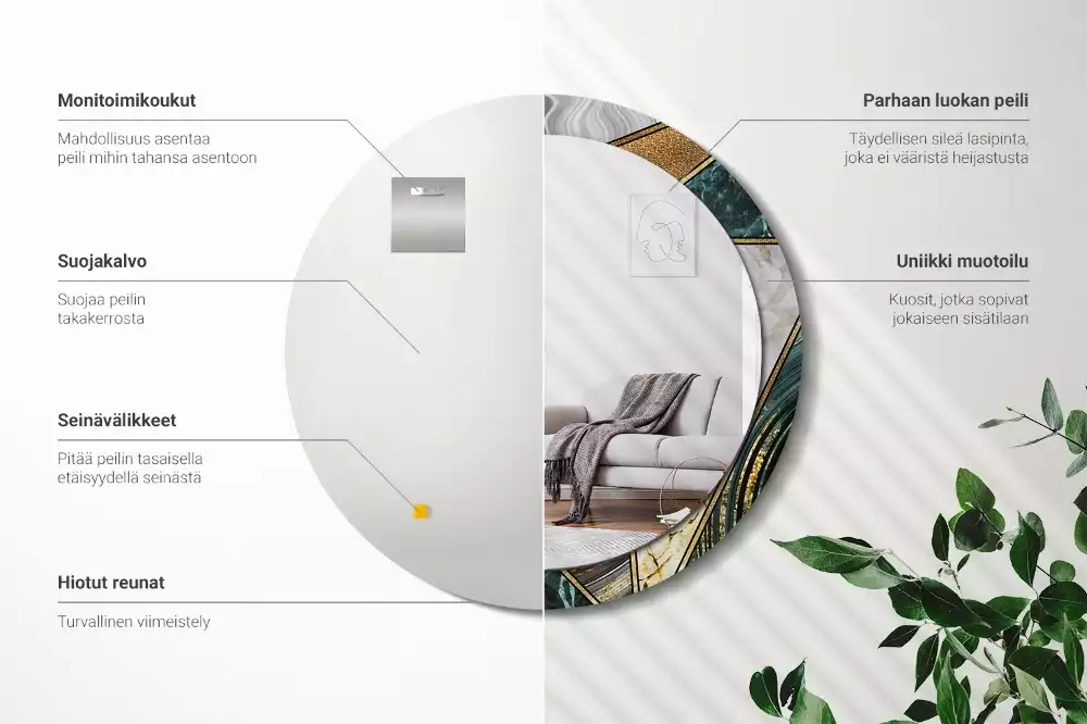 Espelho redondo decorativo Estilo mármore