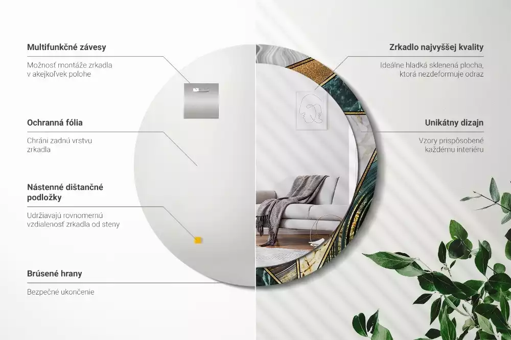 Espelho redondo decorativo Estilo mármore