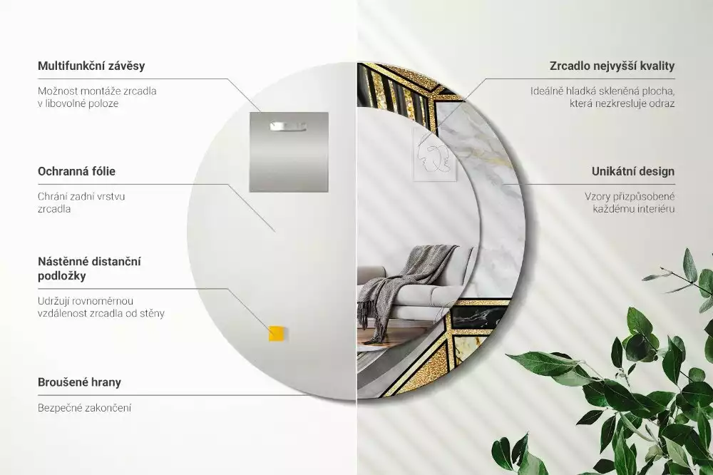 Espelho redondo decorativo Estilo mármore