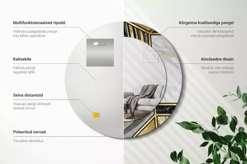 Espelho redondo decorativo Estilo mármore