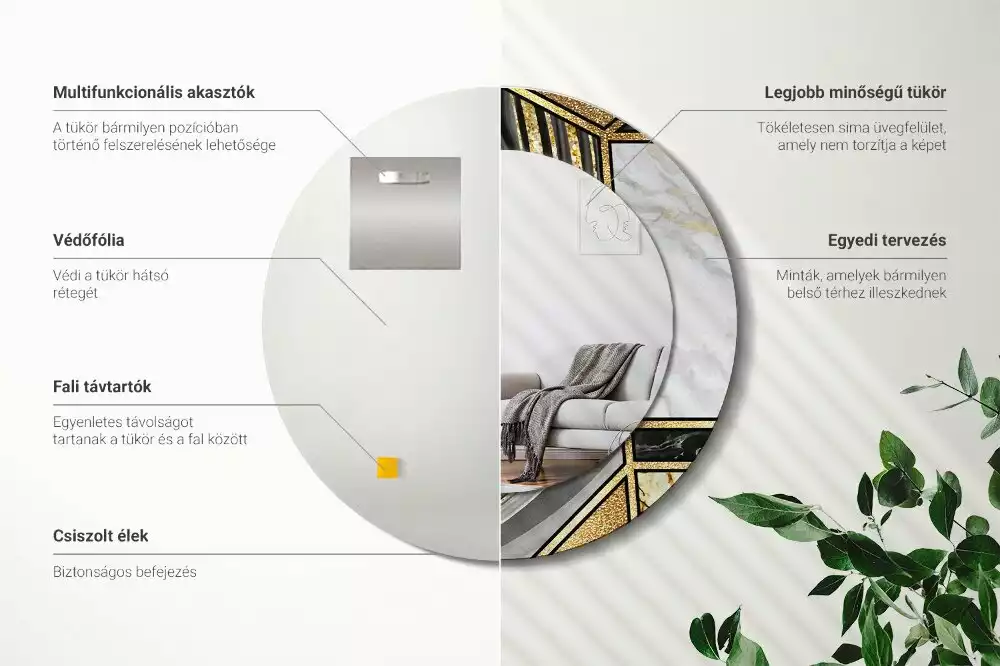 Espelho redondo decorativo Estilo mármore