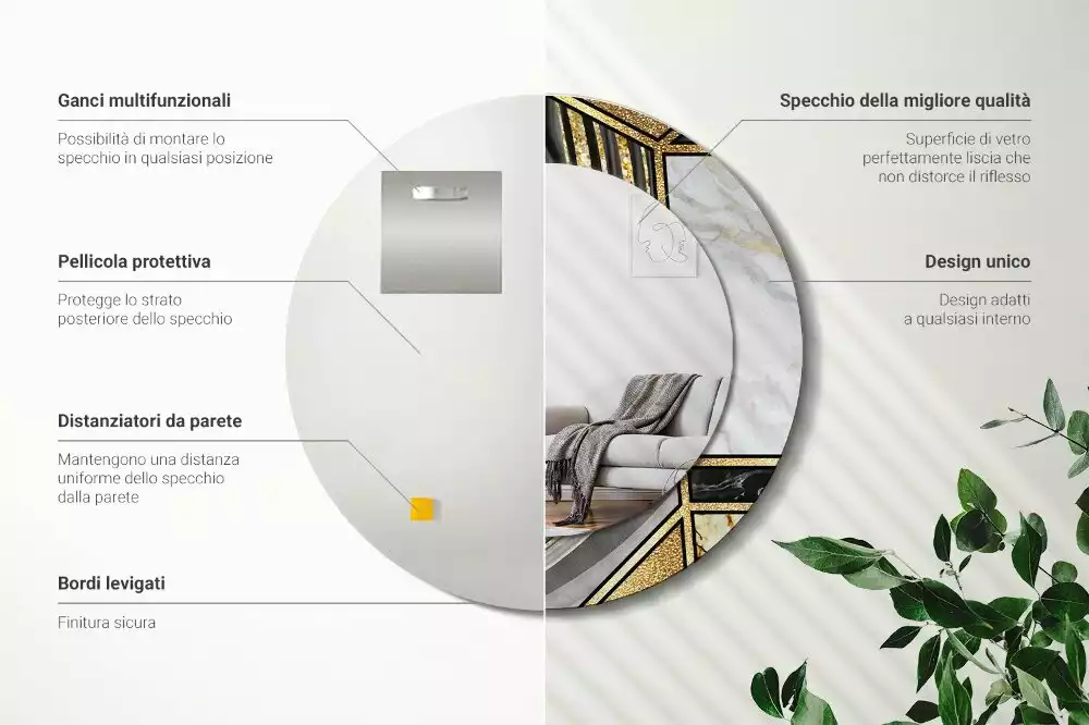 Espelho redondo decorativo Estilo mármore