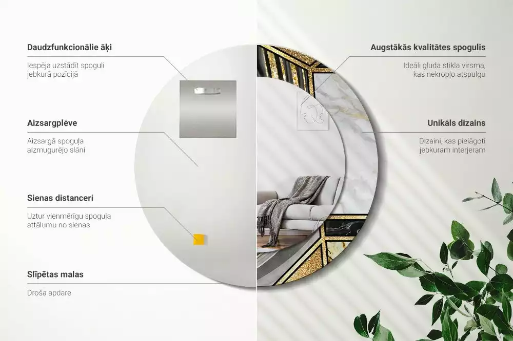 Espelho redondo decorativo Estilo mármore