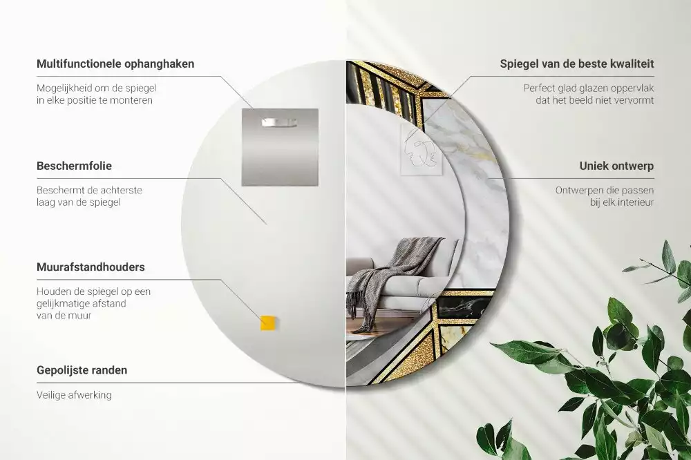 Espelho redondo decorativo Estilo mármore