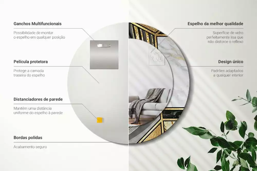 Espelho redondo decorativo Estilo mármore