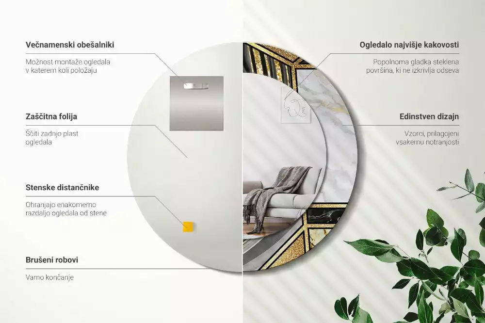 Espelho redondo decorativo Estilo mármore