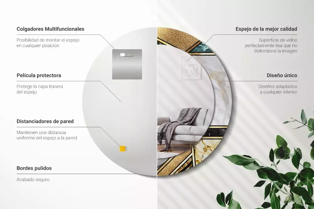 Espelho redondo decorativo Estilo mármore