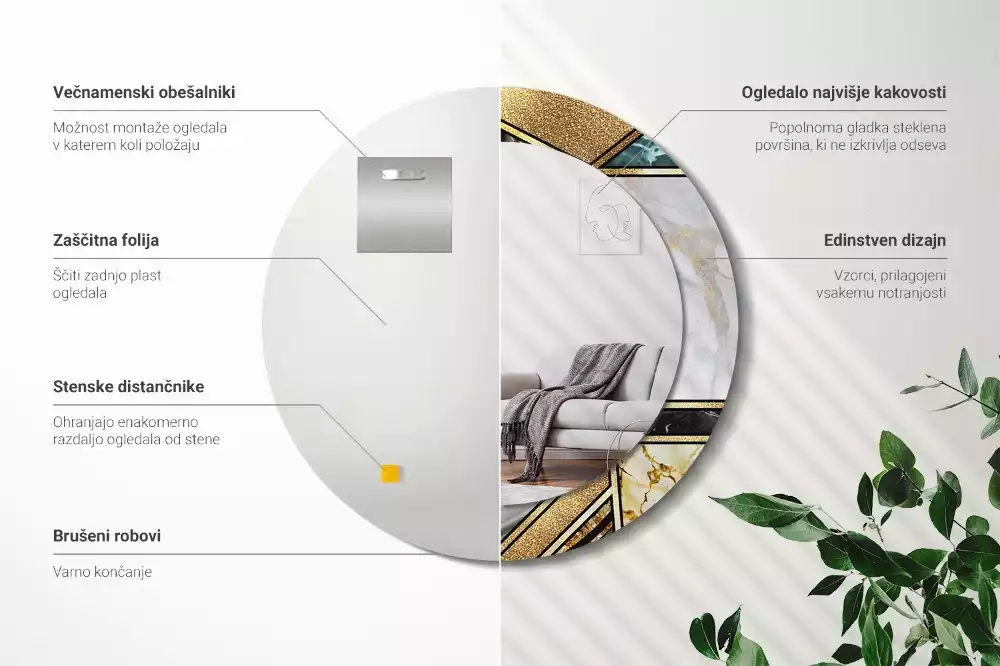 Espelho redondo decorativo Estilo mármore