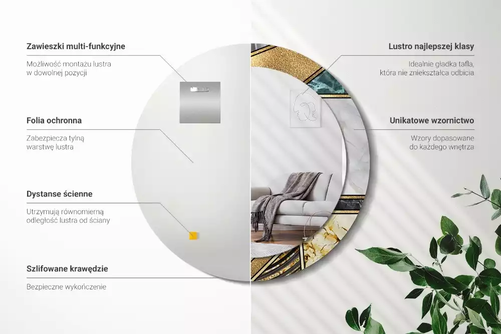 Espelho redondo decorativo Estilo mármore