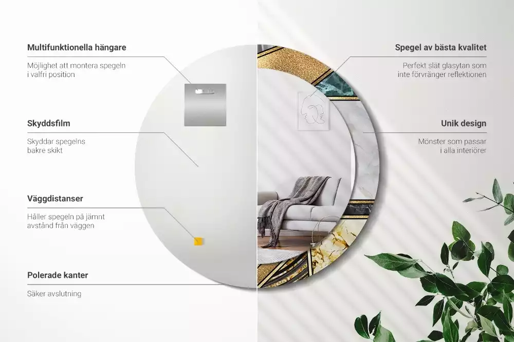 Espelho redondo decorativo Estilo mármore