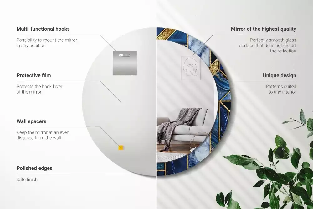 Espelho redondo decorativo Mármore moderno