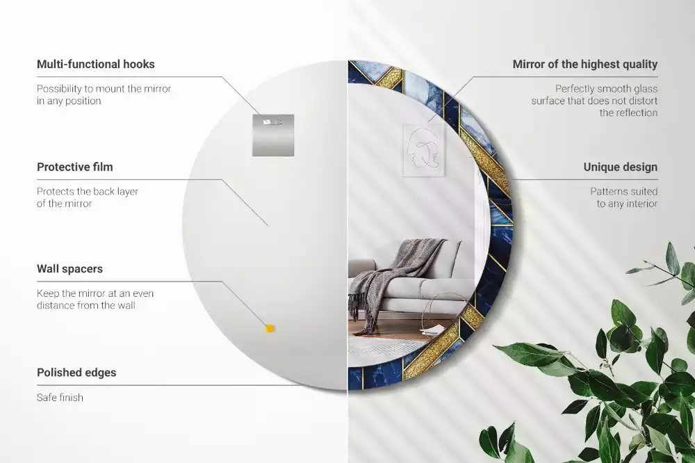 Espelho redondo decorativo Mármore moderno