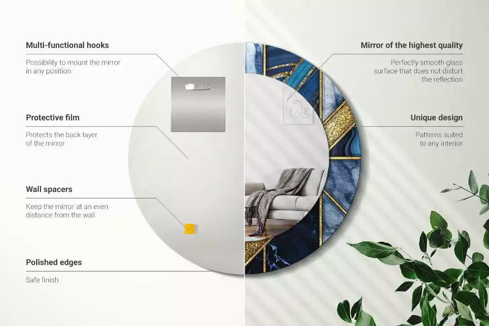 Espelho redondo decorativo Mármore moderno