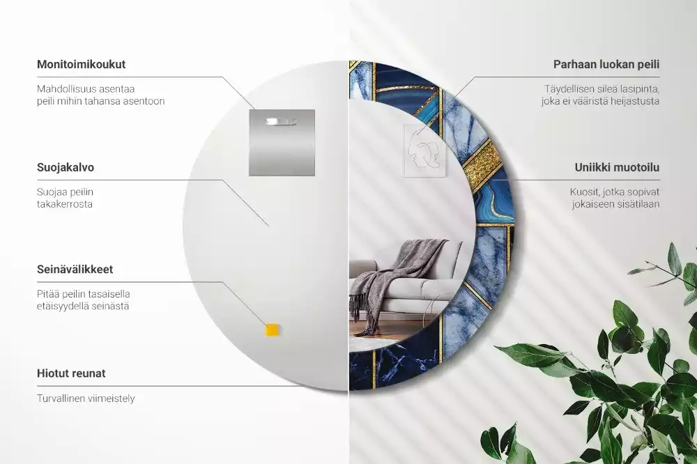 Espelho redondo decorativo Mármore moderno