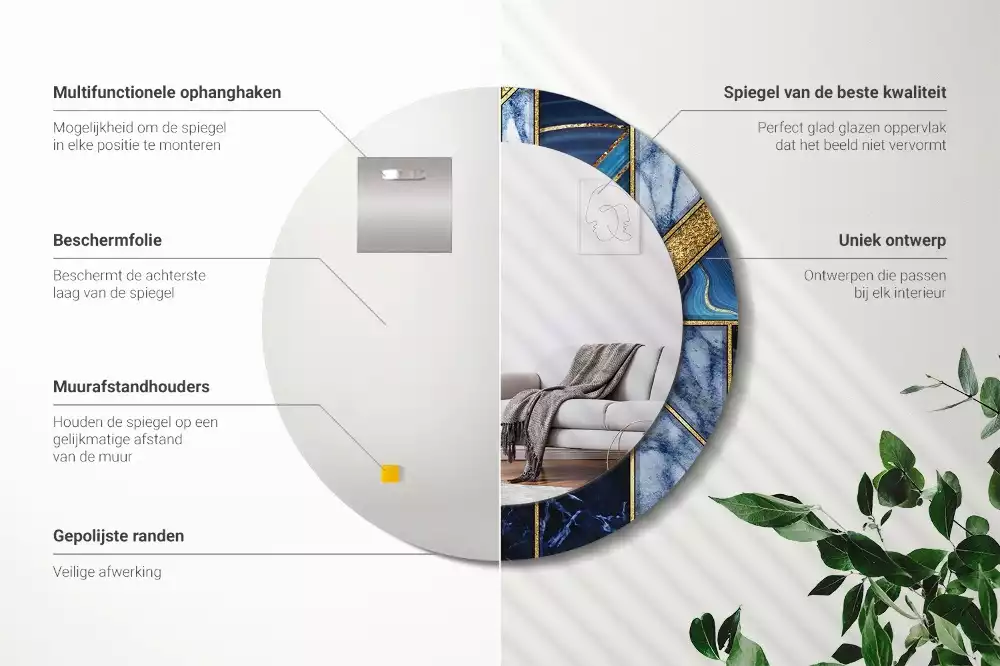 Espelho redondo decorativo Mármore moderno