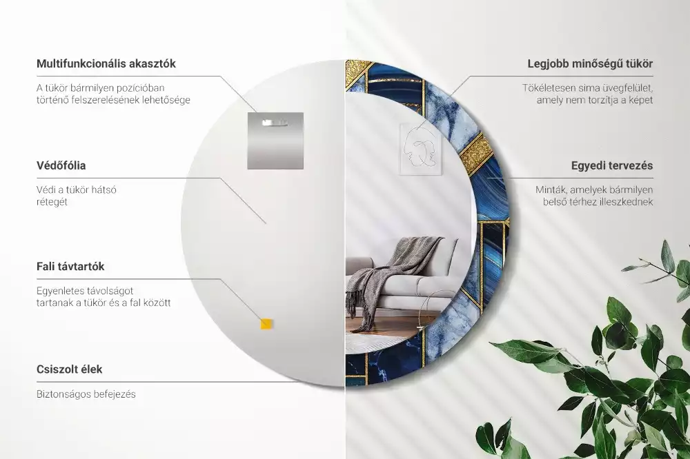 Espelho redondo decorativo Mármore moderno