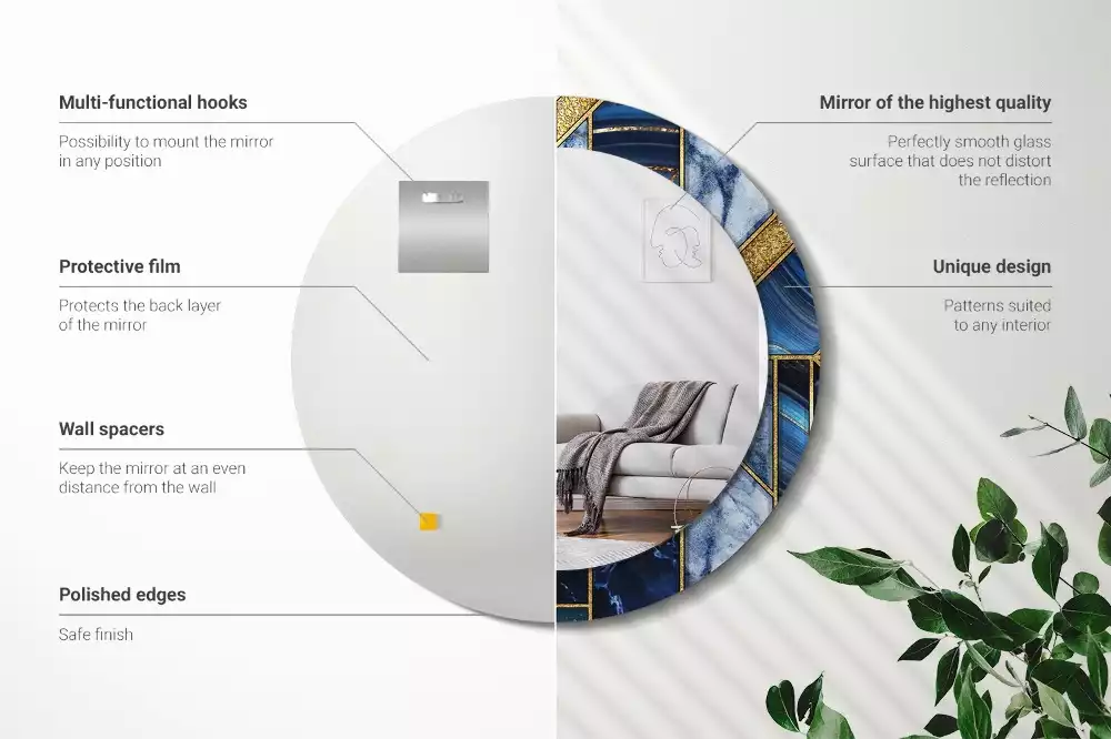 Espelho redondo decorativo Mármore moderno