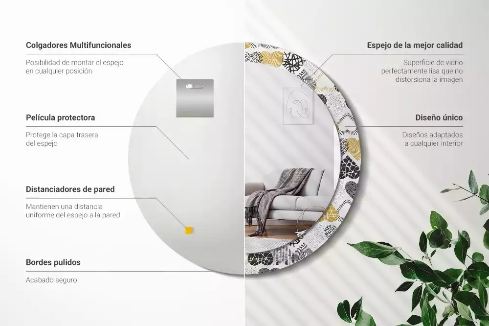 Espelho redondo decorativo Estilo Doodle de Corações