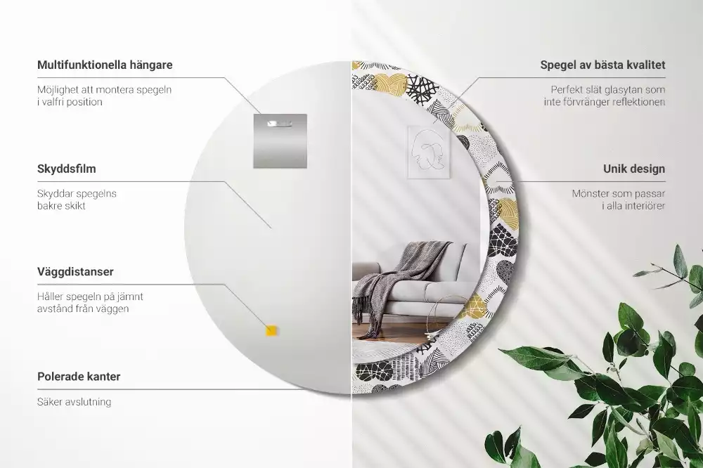 Espelho redondo decorativo Estilo Doodle de Corações